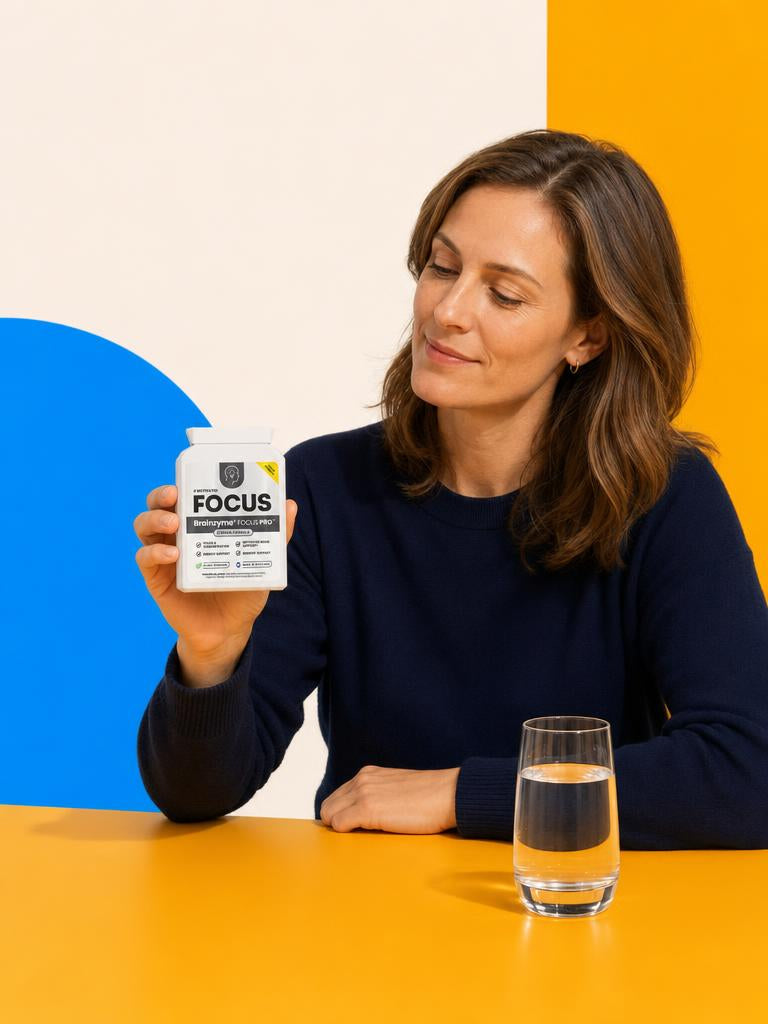 A focused person looking at Brainzyme FOCUS PRO
